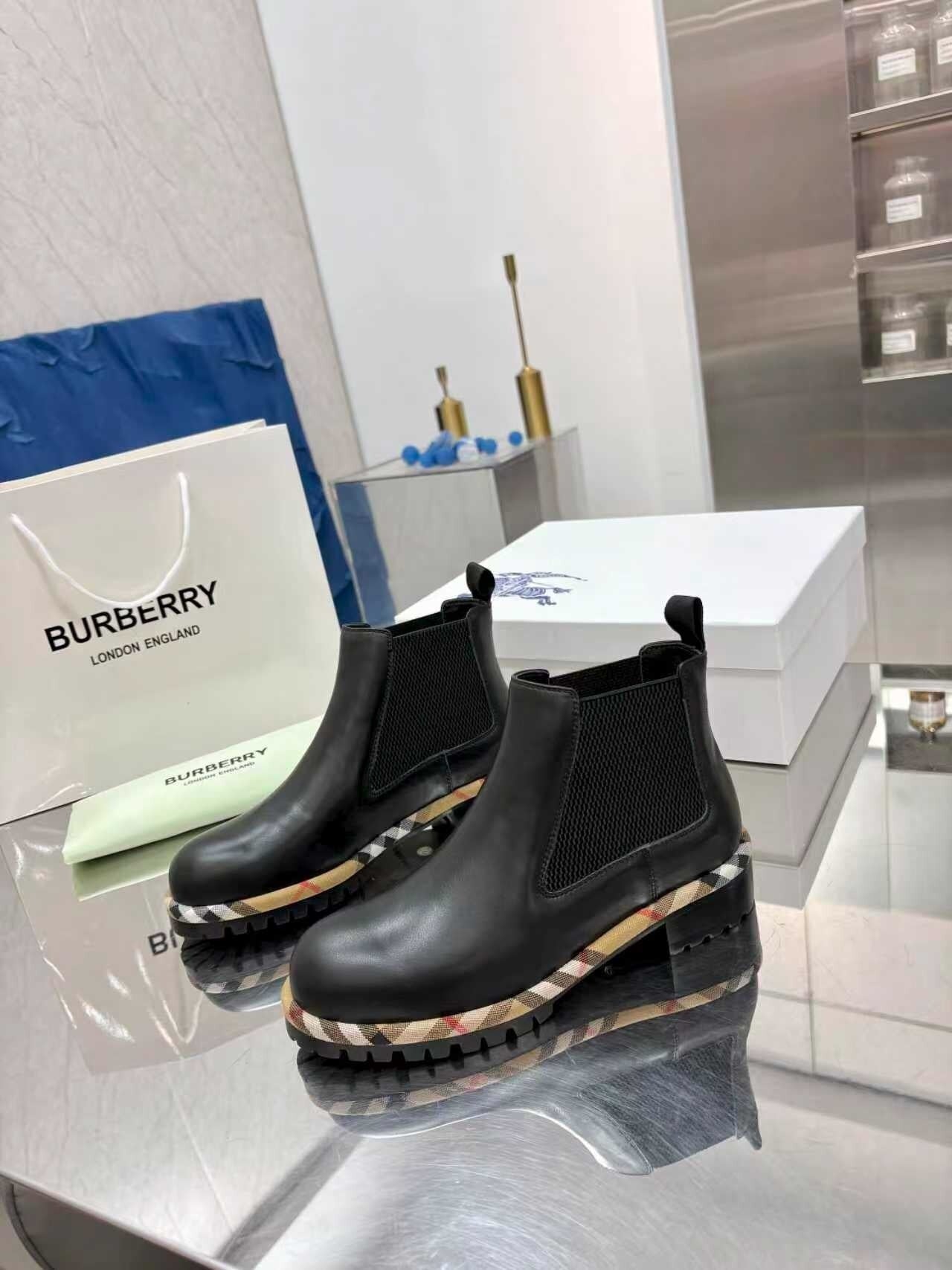 Check Ankle Boots
