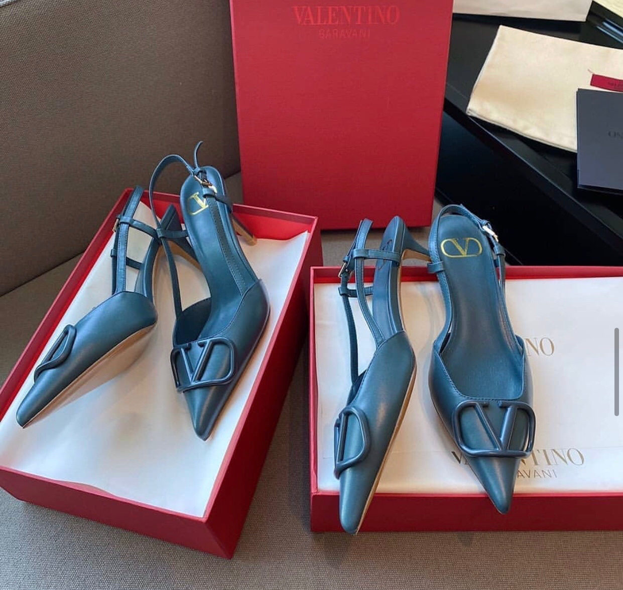 V Logo Slingback 4cm